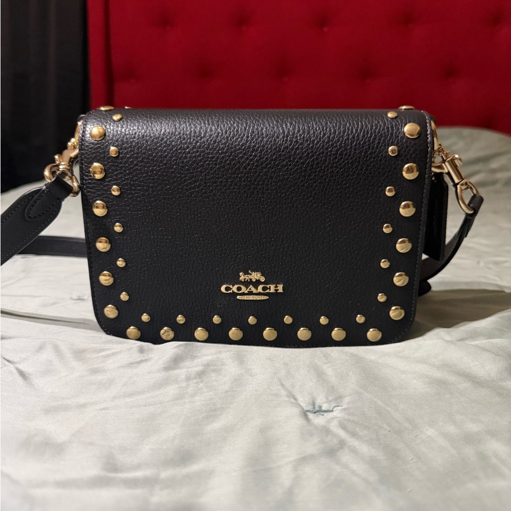 Coach Black Crossbody Bag with Gold Accents